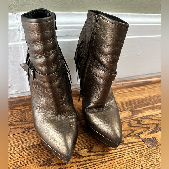Saint Laurent Janice Booties Gold w/Tassels size 37 - Picture 2 of 5